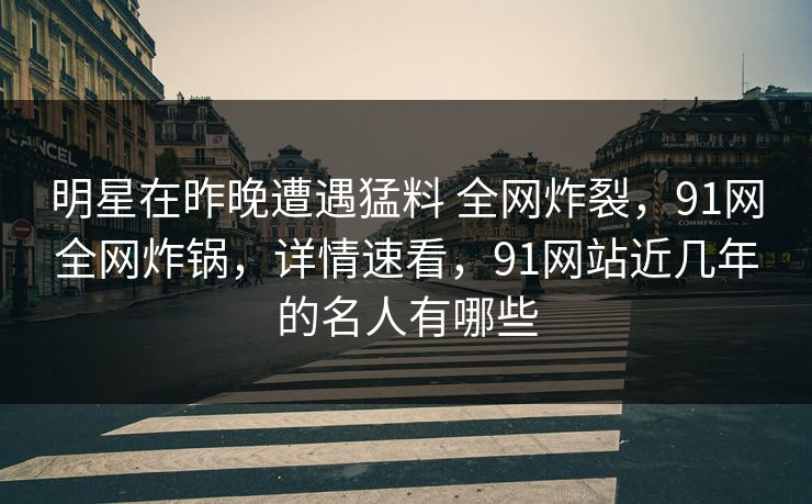 明星在昨晚遭遇猛料 全网炸裂，91网全网炸锅，详情速看，91网站近几年的名人有哪些