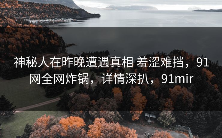神秘人在昨晚遭遇真相 羞涩难挡，91网全网炸锅，详情深扒，91mir