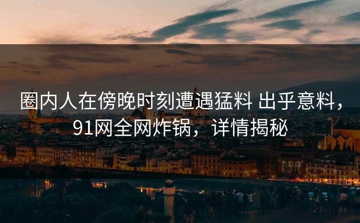 圈内人在傍晚时刻遭遇猛料 出乎意料，91网全网炸锅，详情揭秘