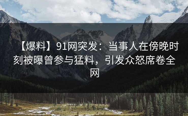 【爆料】91网突发：当事人在傍晚时刻被曝曾参与猛料，引发众怒席卷全网