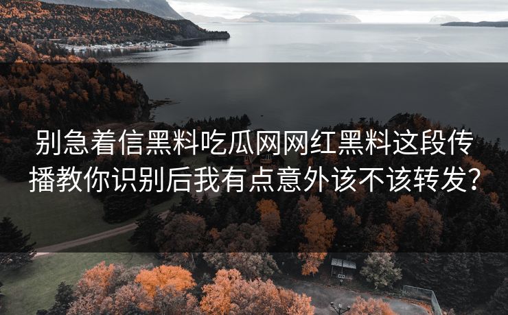 别急着信黑料吃瓜网网红黑料这段传播教你识别后我有点意外该不该转发?