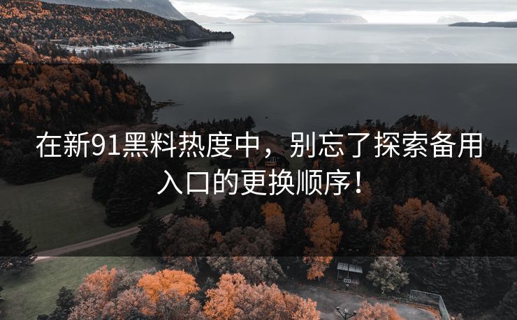 在新91黑料热度中,别忘了探索备用入口的更换顺序! 在新91黑料热度中,别忘了探索备用入口的更换顺序!