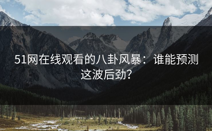 51网在线观看的八卦风暴:谁能预测这波后劲?
